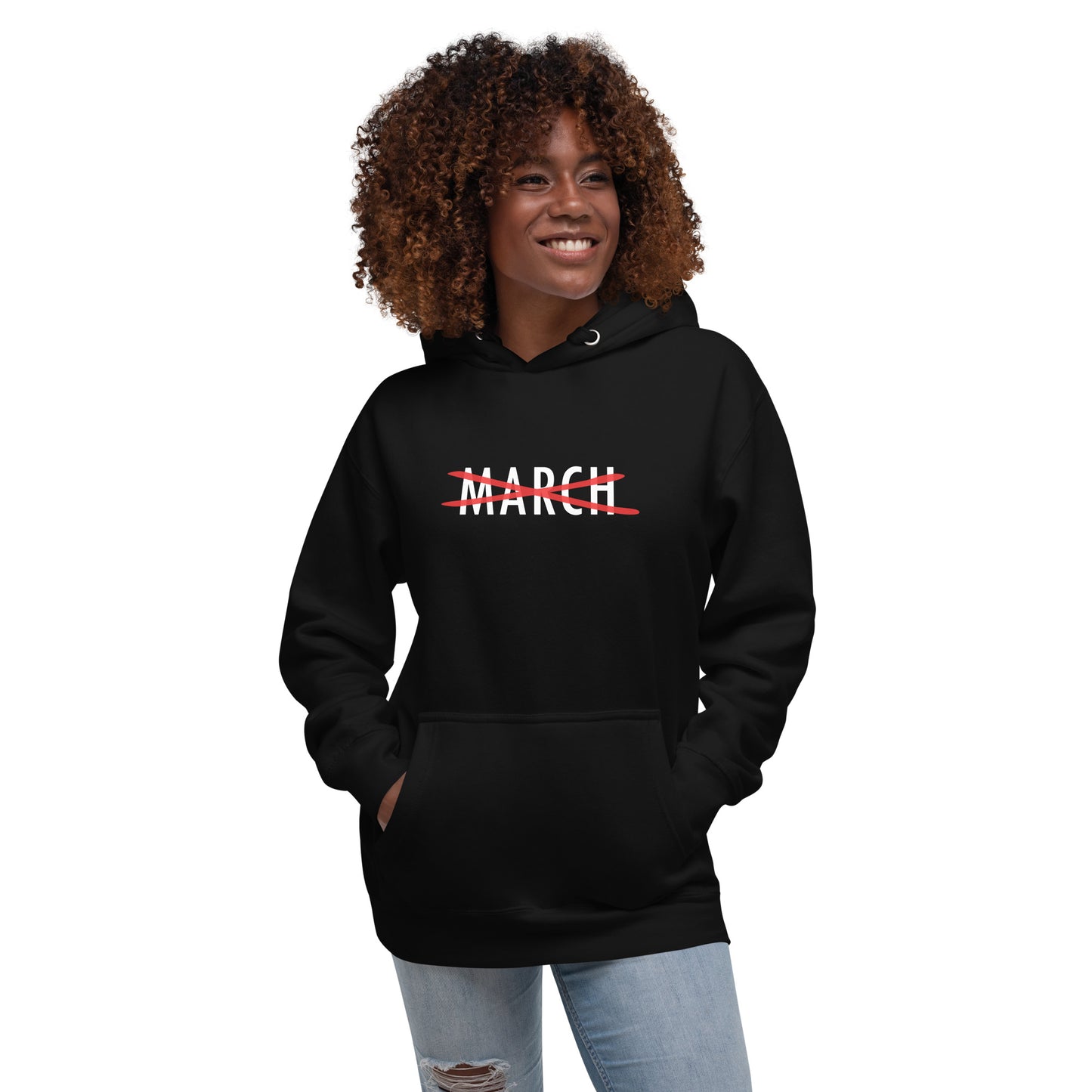 Cancel March White Lettering Unisex Hoodie