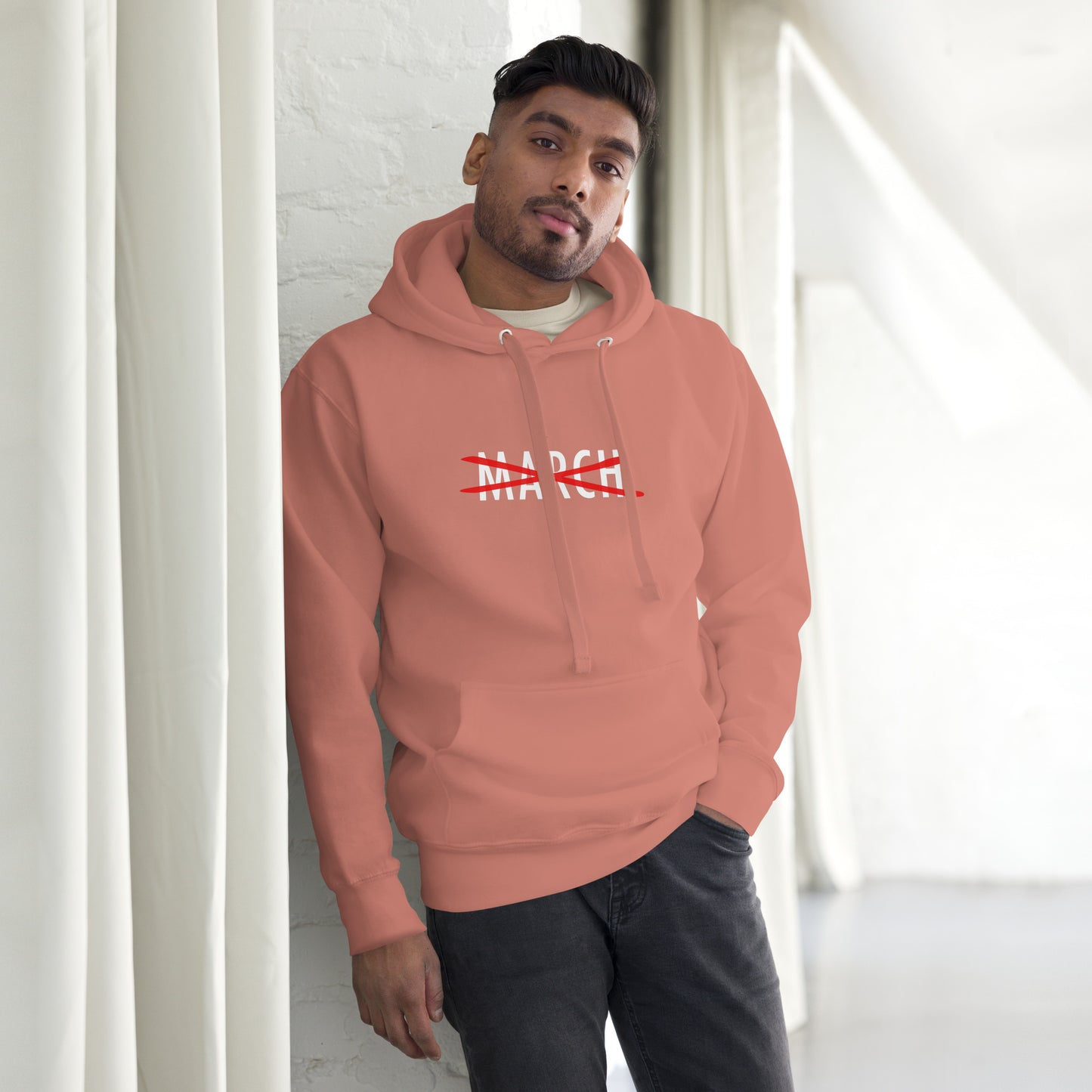 Cancel March White Lettering Unisex Hoodie