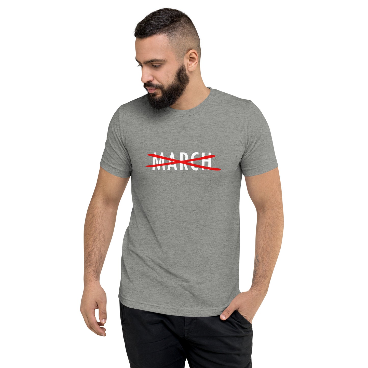 Cancel March White Lettering Short Sleeve T-shirt