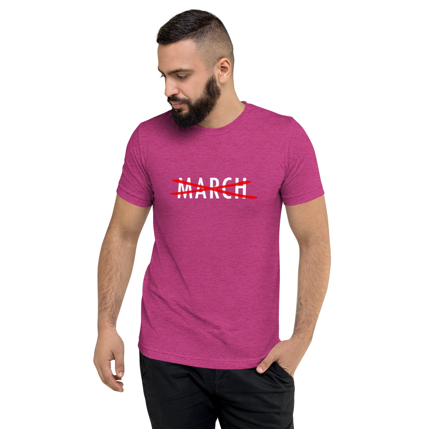 Cancel March White Lettering Short Sleeve T-shirt