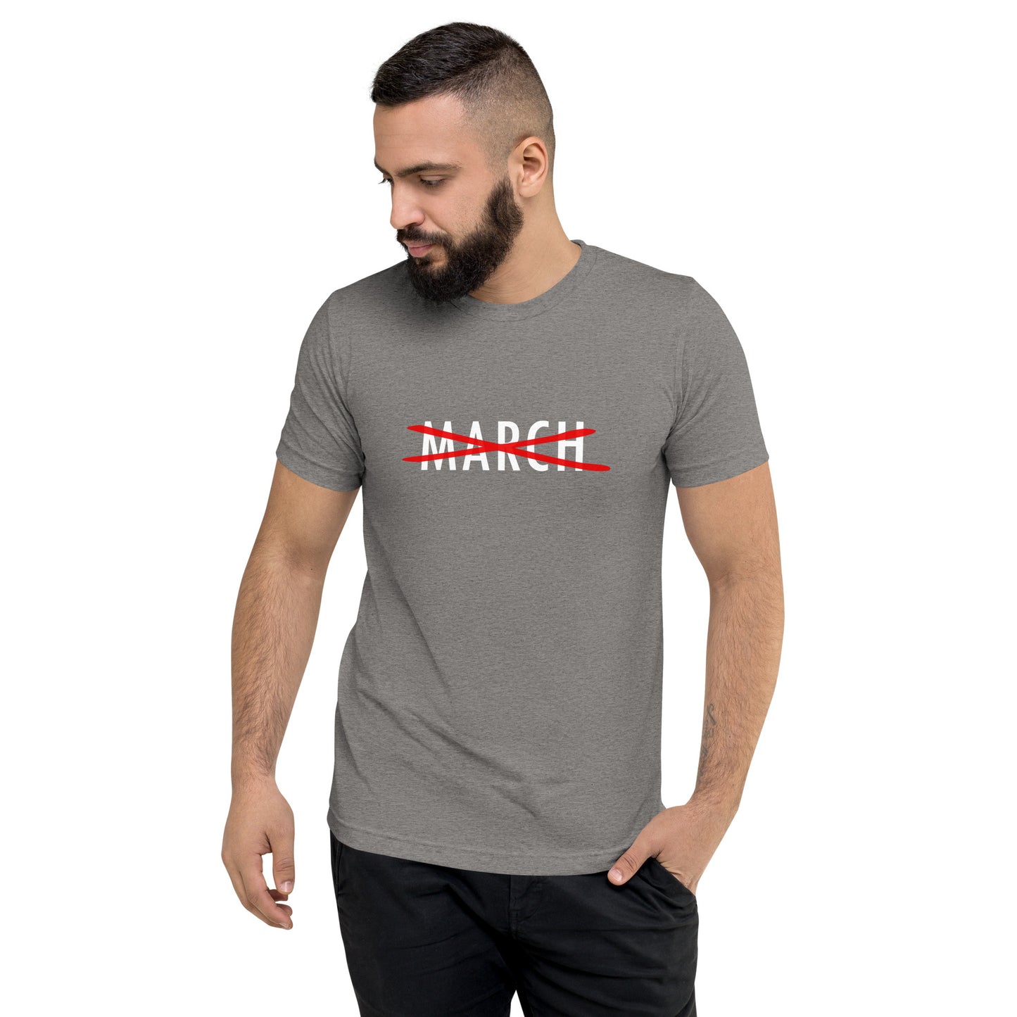 Cancel March White Lettering Short Sleeve T-shirt