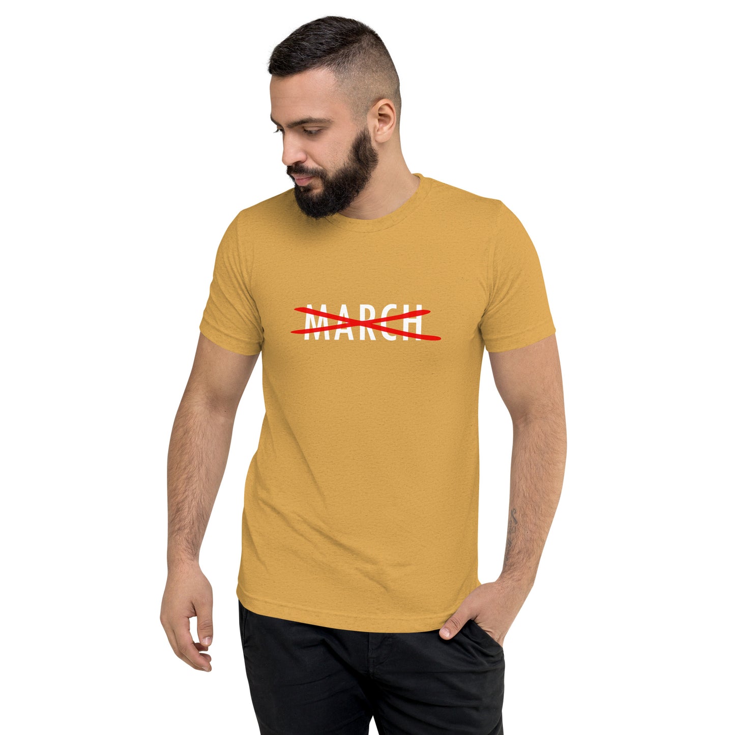 Cancel March White Lettering Short Sleeve T-shirt