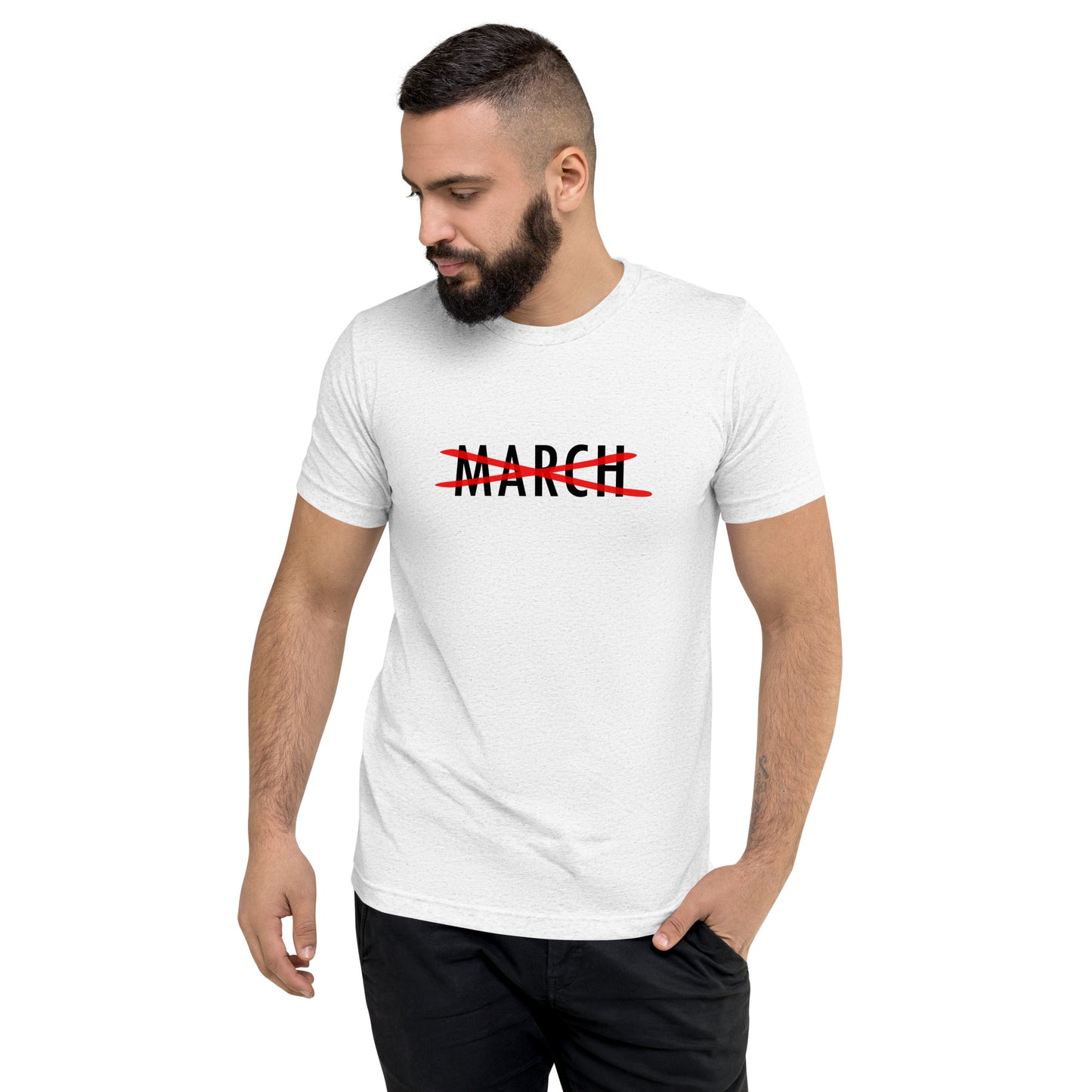 Cancel March Black Lettering Short Sleeve T-shirt